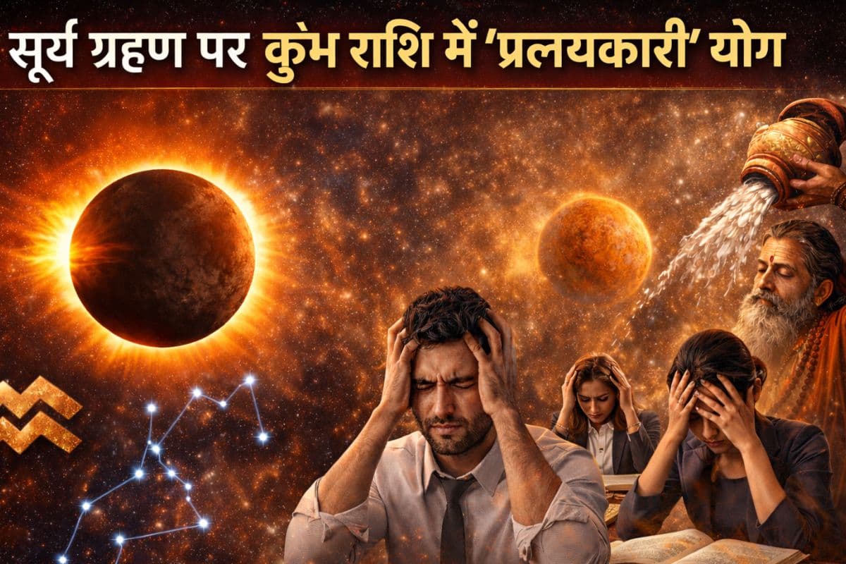 सूर्य ग्रहण पर कुंभ राशि में ‘प्रलयकारी’ योग, करियर से लेकर लव लाइफ तक मचेगी खलबली, जानें अपनी राशि का हाल! सूर्य ग्रहण पर कुंभ राशि में ‘प्रलयकारी’ योग, करियर से लेकर लव लाइफ तक मचेगी खलबली, जानें अपनी राशि का हाल!