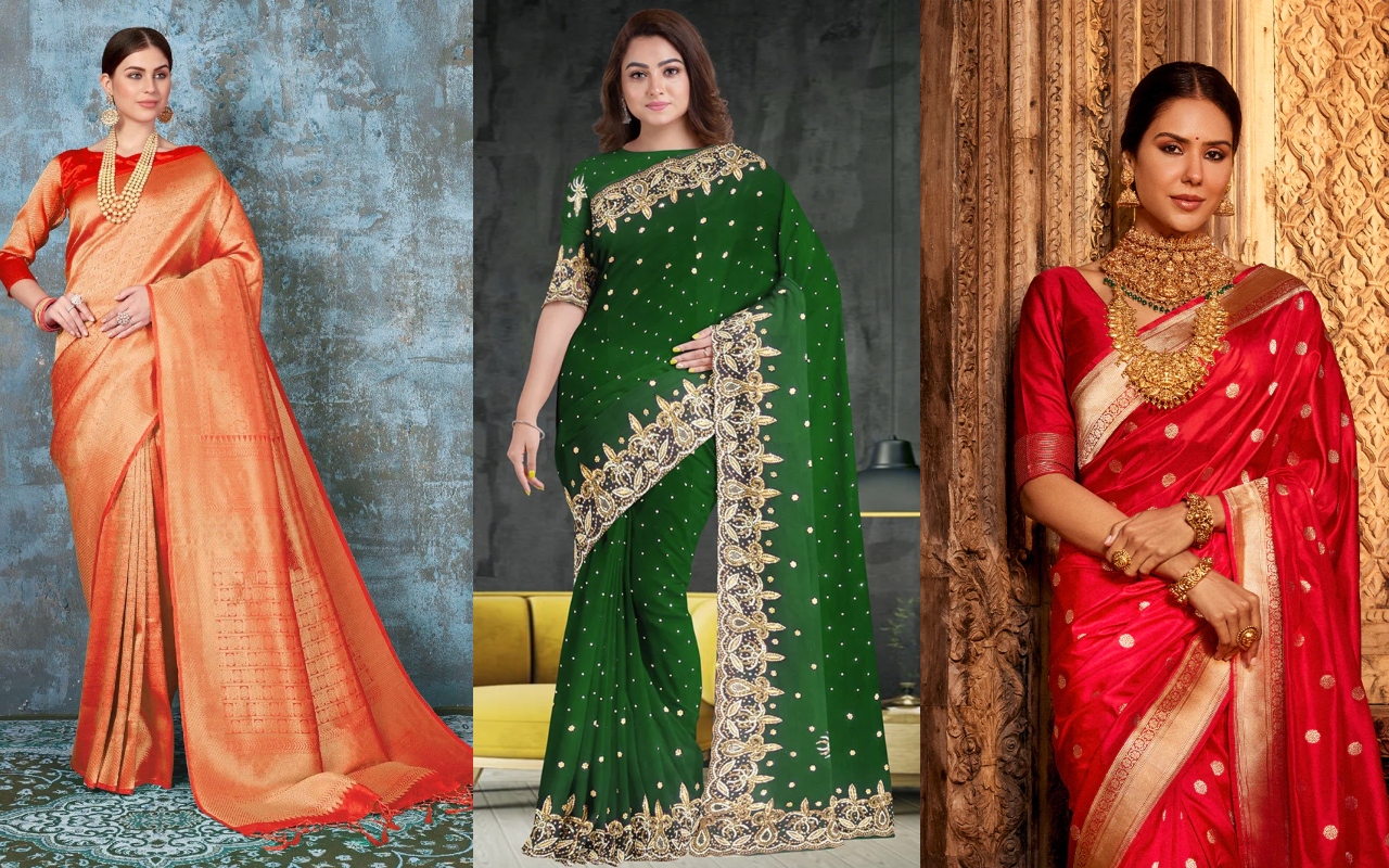 Best Golden Saree: इन साड़ी का गोल्डन बॉर्डर वर्क आपको जरूर आएगा पसंद, मिल  रही 81% तक की जबरदस्‍त छूट पर - golden border saree for festival and  auspicious event at home -