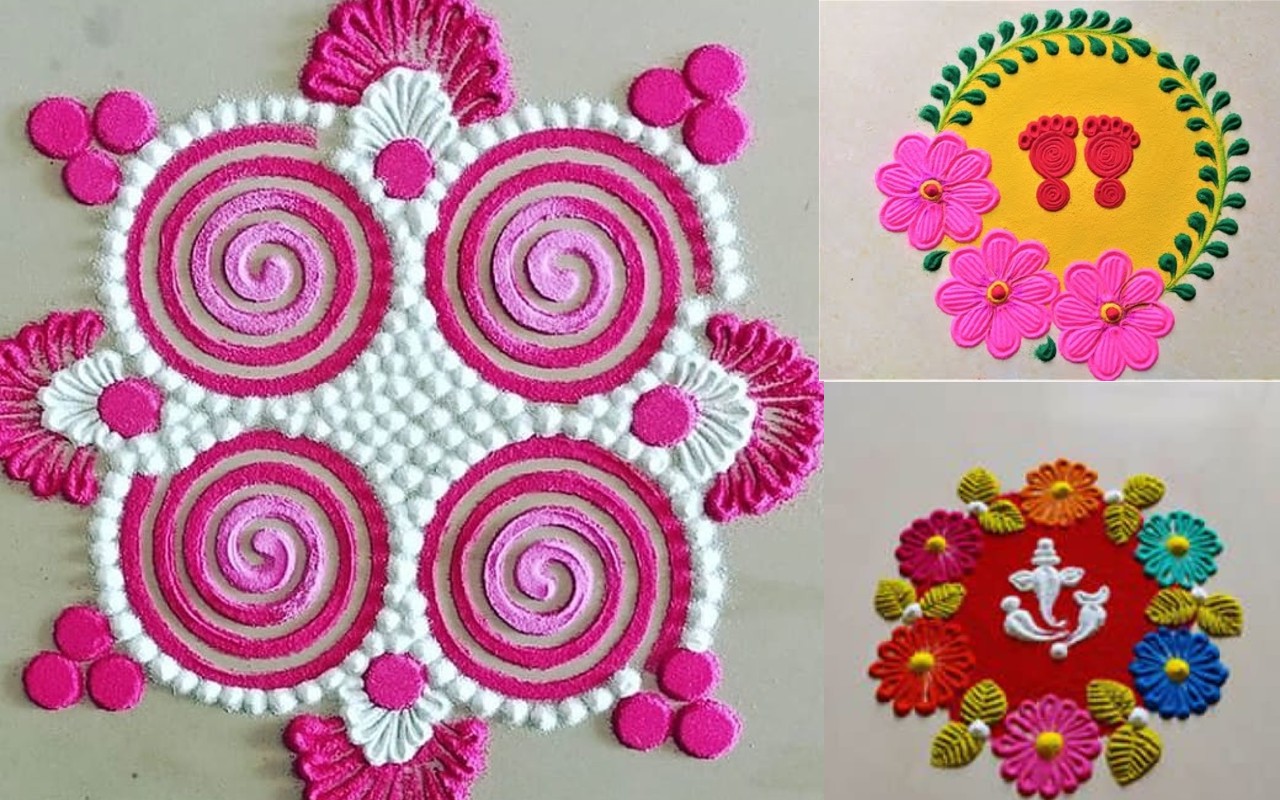 Watch a Rangoli being drawn - color and symmetry everywhere! Rangoli is a  traditional Indian art form dating back ~5,000 years. It means “an array of  colours” - 9GAG