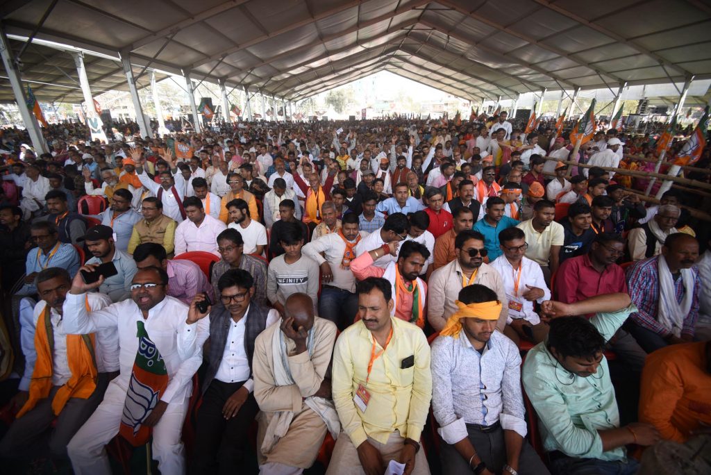 Union Home Minister Amit Shah with Bihar Deputy CMs Samrat Chaudhary and Vijay Kumar Sinha during Maha Samellan of backward and extremely backward communities 14