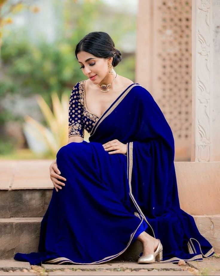 royal blue saree