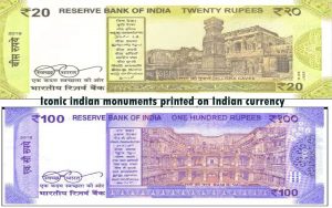 Iconic Indian monuments printed on Indian currency