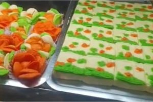 Colors of political parties visible in sweet shops regarding Lok Sabha elections