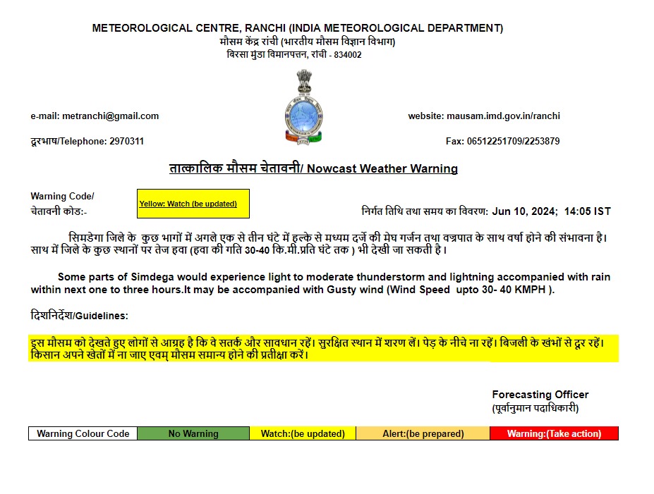 weather forecast simdega