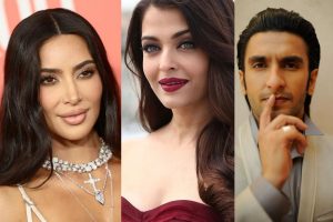 aishwarya rai and ranveer singh pose with kim kardashian