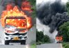 Bus Set On Fire In Palamu Jharkhand