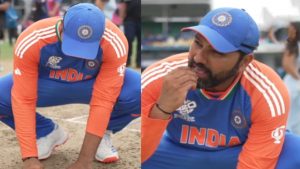 Rohit Sharma eating soil after india won the world cup