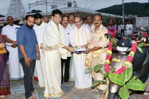 TVS donates 15 electric scooters to Tirumala Tirupati Devasthanam Board