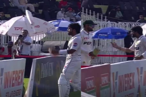 Mohammad Rizwan throws bat towards Babar Azam during Bangladesh Test