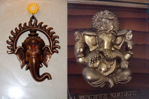 Picture of Lord Ganesha on the main gate of the house