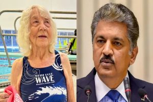 anand mahindra praise 100 years old canadian swimmer betty brussels