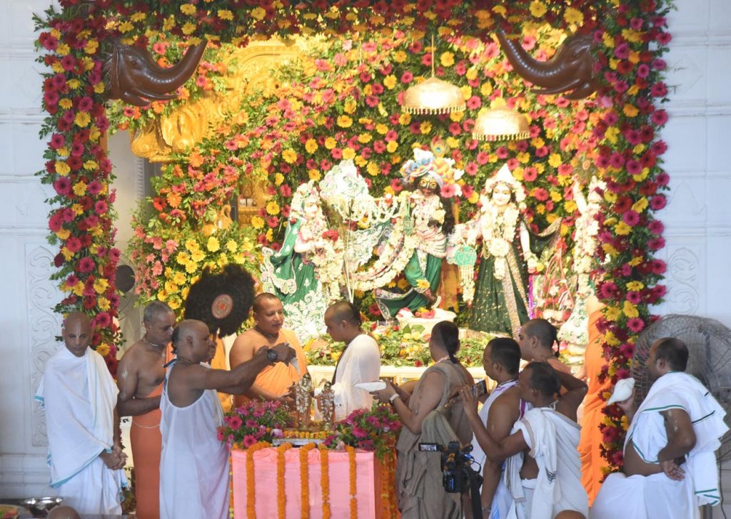 Devotees offer prayers at Iskcon temple during Radha Ashtami Celebration 4