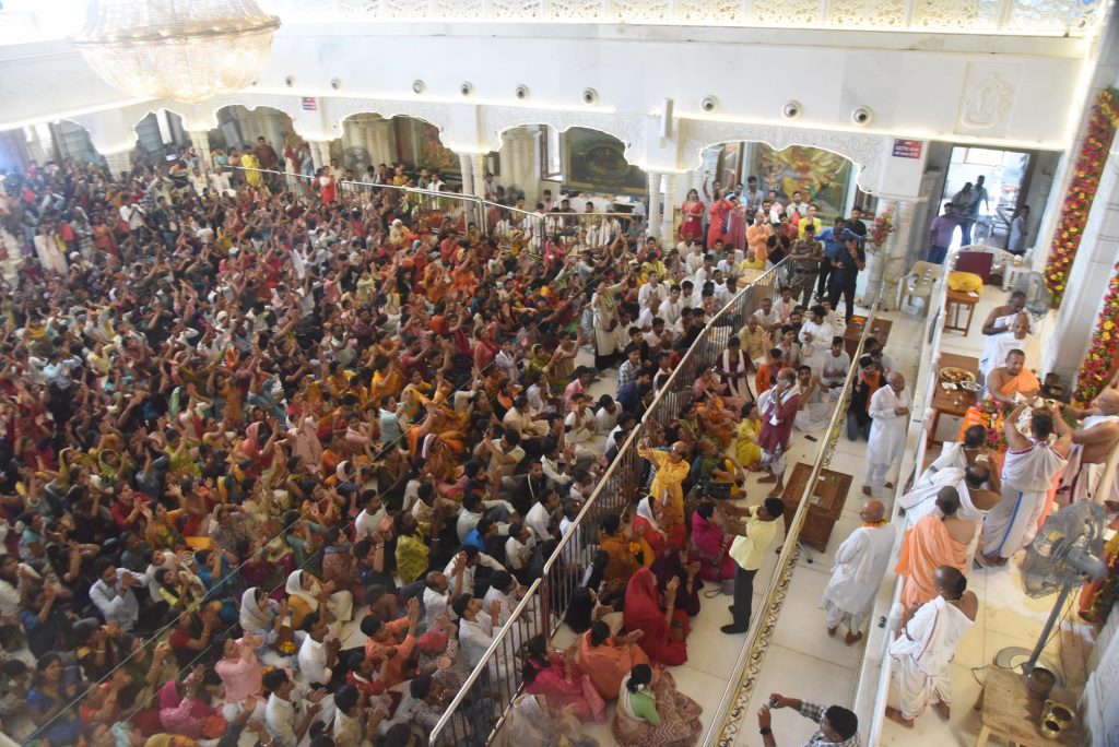 Devotees offer prayers at Iskcon temple during Radha Ashtami Celebration 7