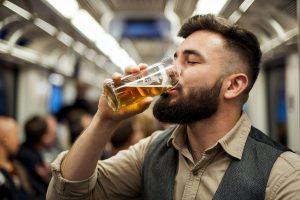 Drinking alcohol in train