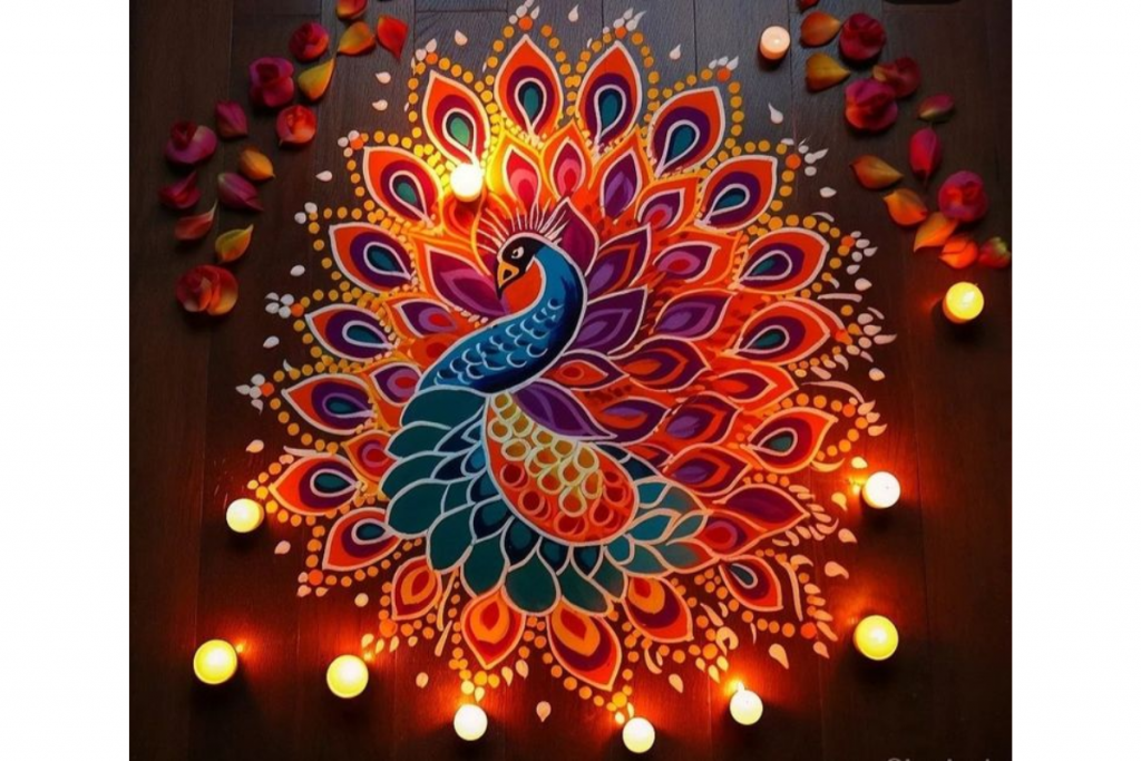 Peacock Rangoli Design 1