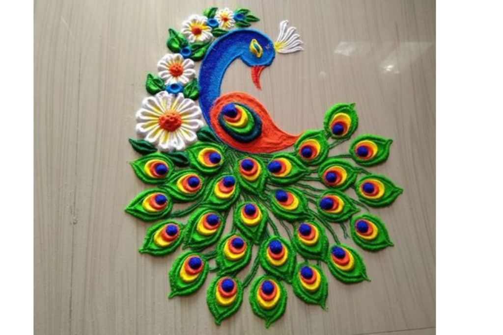 Peacock Rangoli Design 4