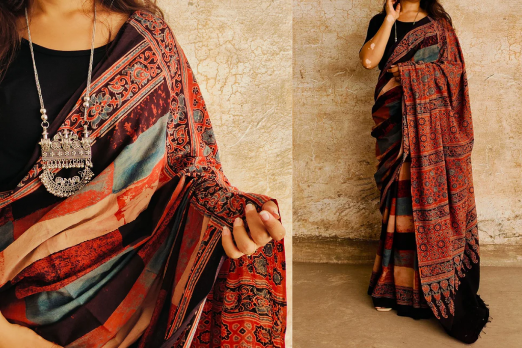 ajrakh print saree 1