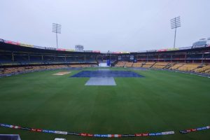 Bengaluru M Chinnaswamy Stadium covers on the pitch