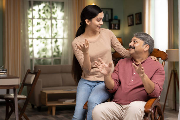 daughter her father spend time together at home