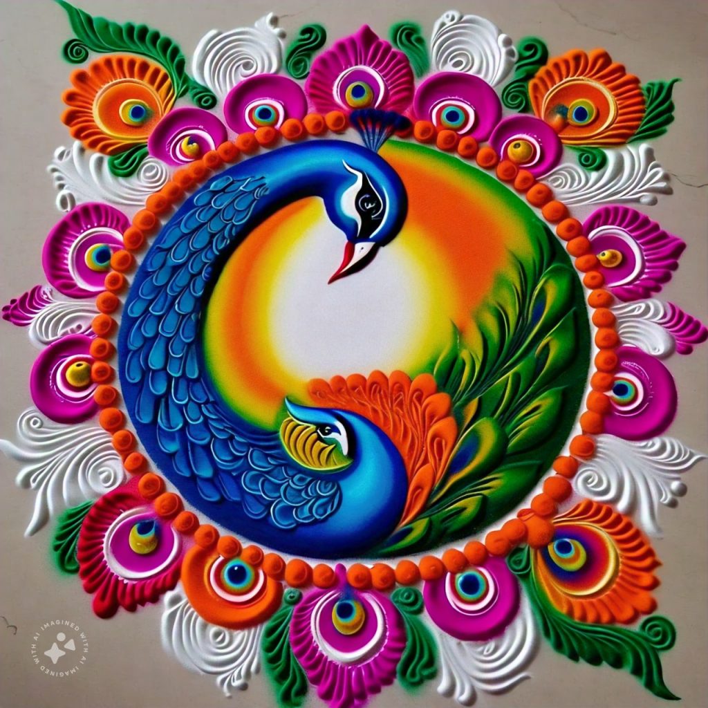 peacock rangoli design