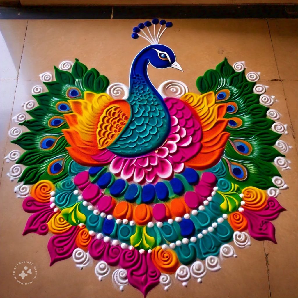 Peacock Rangoli Design 6