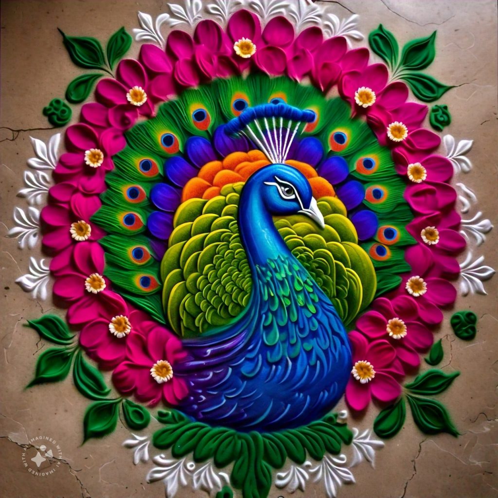 Peacock Rangoli Design 7