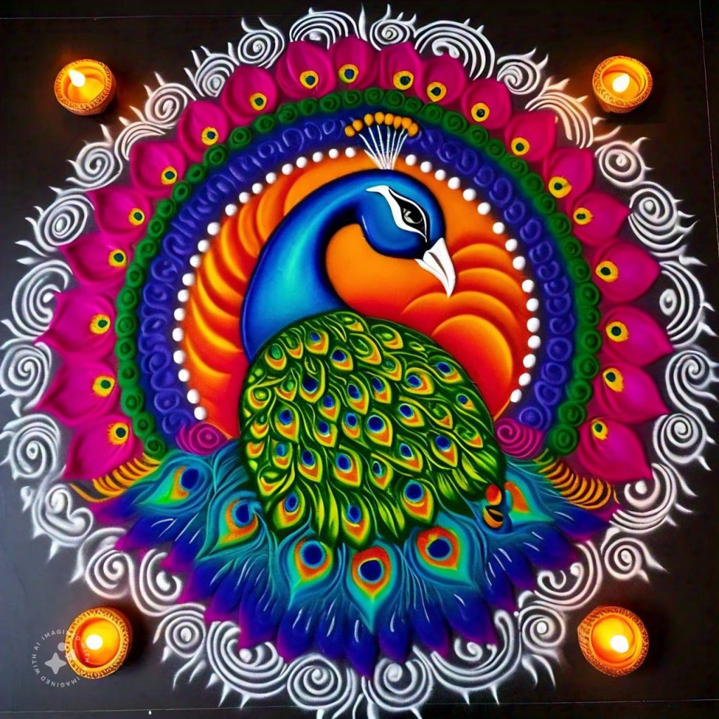 Peacock Rangoli Design 9