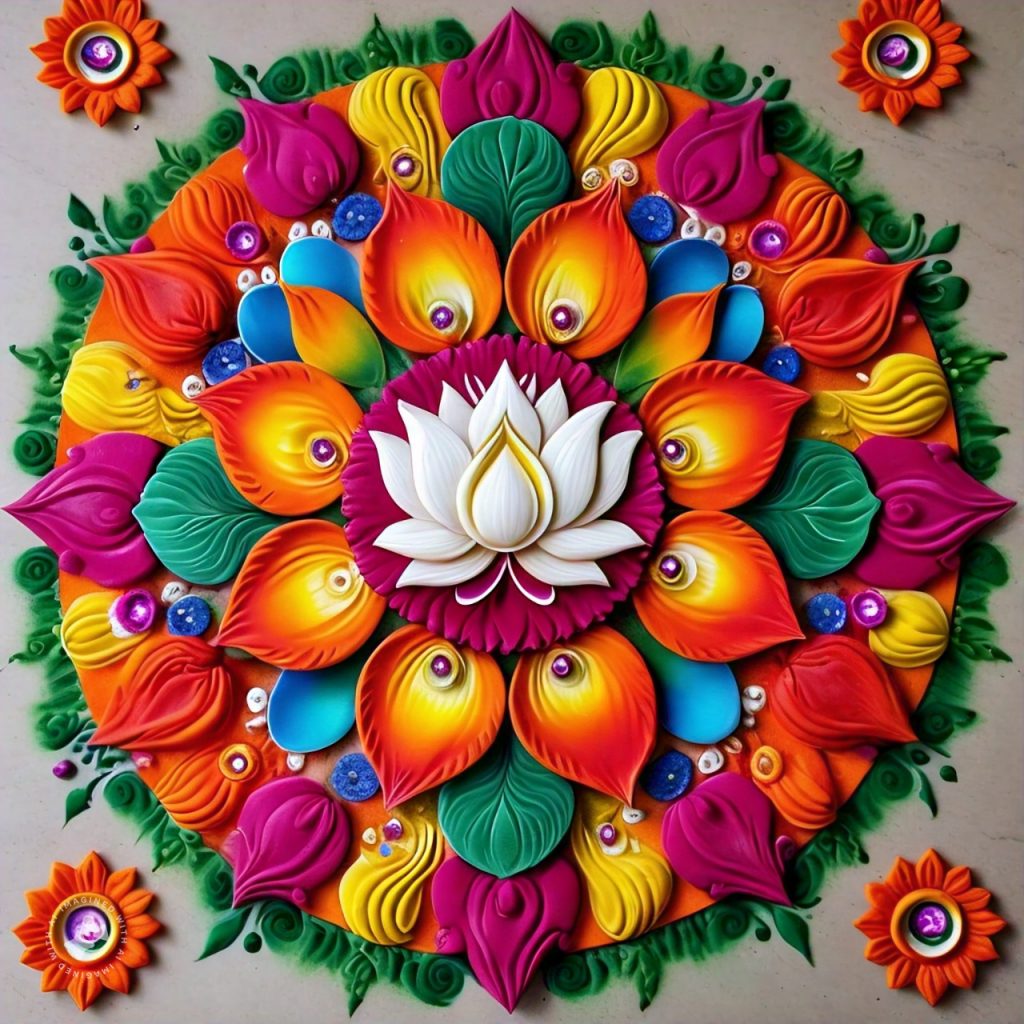 Round Flower Rangoli Design 1