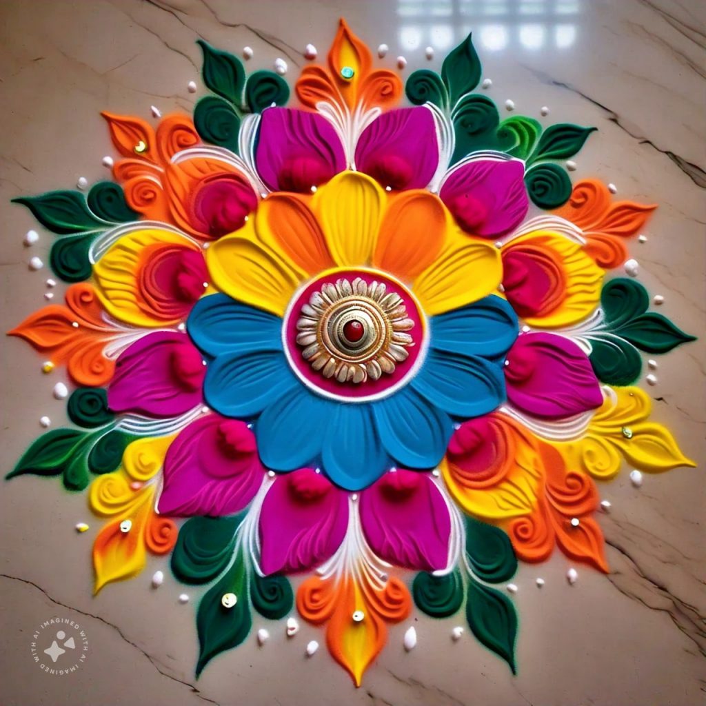 Round Flower Rangoli Design