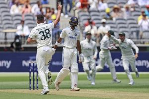 BGT: Josh Hazlewood celebrates the wicket of Devdutt Padikkal