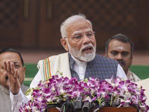 Prime Minister Narendra Modi addresses the media on the first day of the Winter session of Parliament