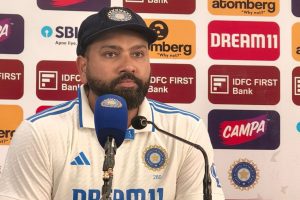 Rohit Sharma during press conference after the mumbai test against new zealand.