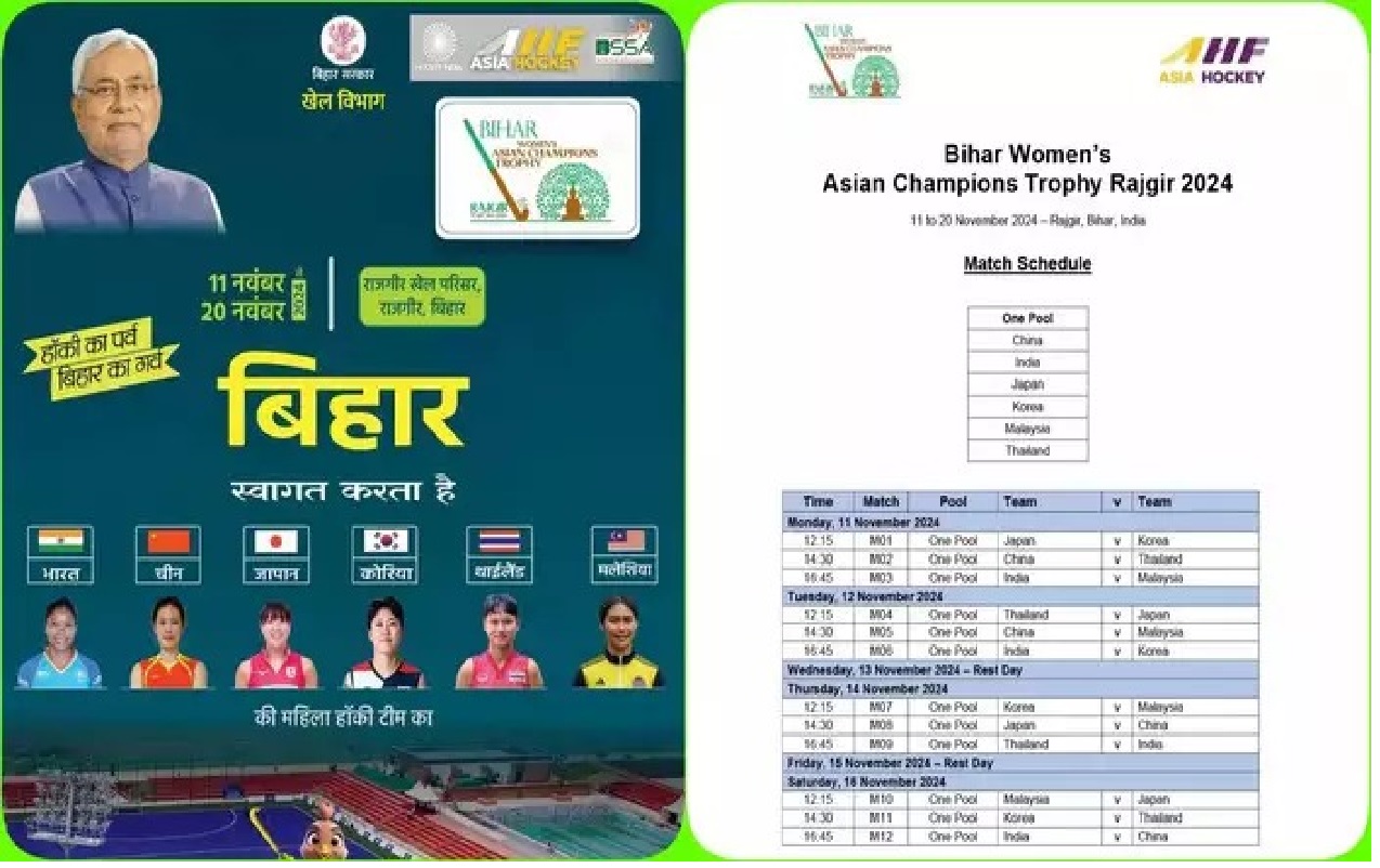 वीमेंस एशियन हॉकी चैंपियंस ट्रॉफी के मुकाबले का बदला समय, जानें नया टाइम-टेबल