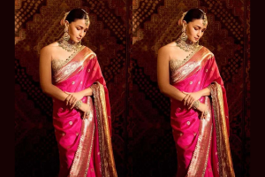 Alia Bhatt in Pink Ashavali Saree look: आलिया भट्ट का पिंक अशावली साड़ी लुक, पारंपरिक अंदाज में छाई बॉलीवुड दिवा