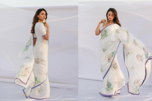 Alia Bhatt Floral Print White Saree look:  आलिया भट्ट का फ्लोरल प्रिंटेड व्हाइट साड़ी लुक: एलीगेंस और सिंप्लिसिटी का परफेक्ट मेल