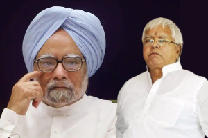 Dr. Manmohan Singh (Left) Lalu Yadav (Right)