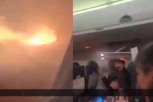 Canadian plane catches fire