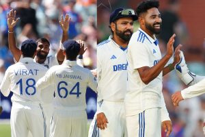 jasprit bumrah and m. siraj took 4 wickets each against australia in adelaide test.