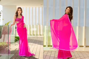 Kriti Sanon Pink Georgette Saree: कृति सेनन की पिंक जॉर्जेट साड़ी है खूबसूरती और एलीगेंस का परफेक्ट कॉमबीनेशन