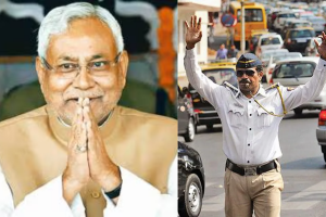 Bihar CM Nitish Kumar (Left) Traffic Police (Right)