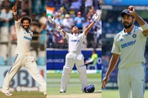 Ravindra Jadeja, Yashsvi Jaiswal and Jasprit Bumrah