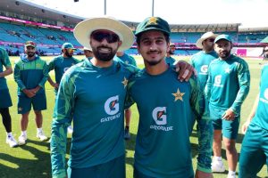 Babar Azam with Saim Ayub