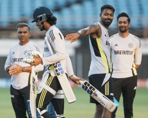 Hardik Pandya during a training session.