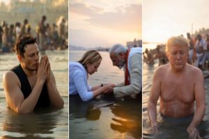 WATCH Elon Musk Donald Trump Lionel Messi and more Taking Holy Dip In Sangam at Prayagraj Mahakumbh AI Video Viral