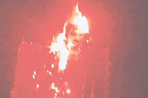 Fire broke out in Saraswati statue