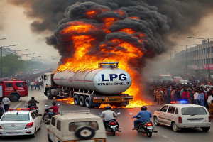 LPG Cylinder Truck Catches Fire in Ghaziabad