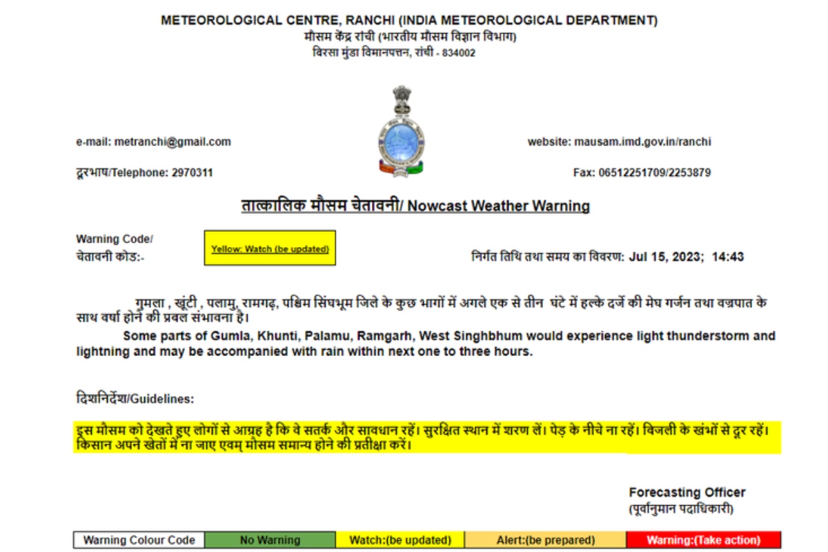 Jharkhand Weather Forecast: झारखंड के 14 जिलों में वर्षा, पश्चिमी सिंहभूम में सबसे ज्यादा 80 मिमी बारिश